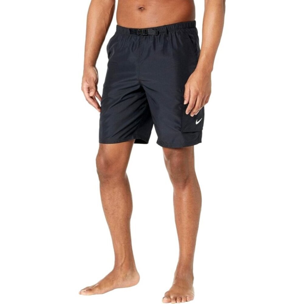 Nike Packable Belted Volley Shorts Men Small Black Athtletic Gorpcore Swim Logo